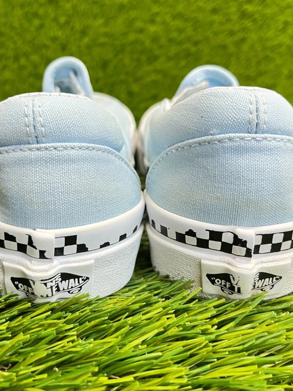 Vans Classic Slip-On Womens Size 5 Blue White Athletic Skateboard Shoes Sneakers